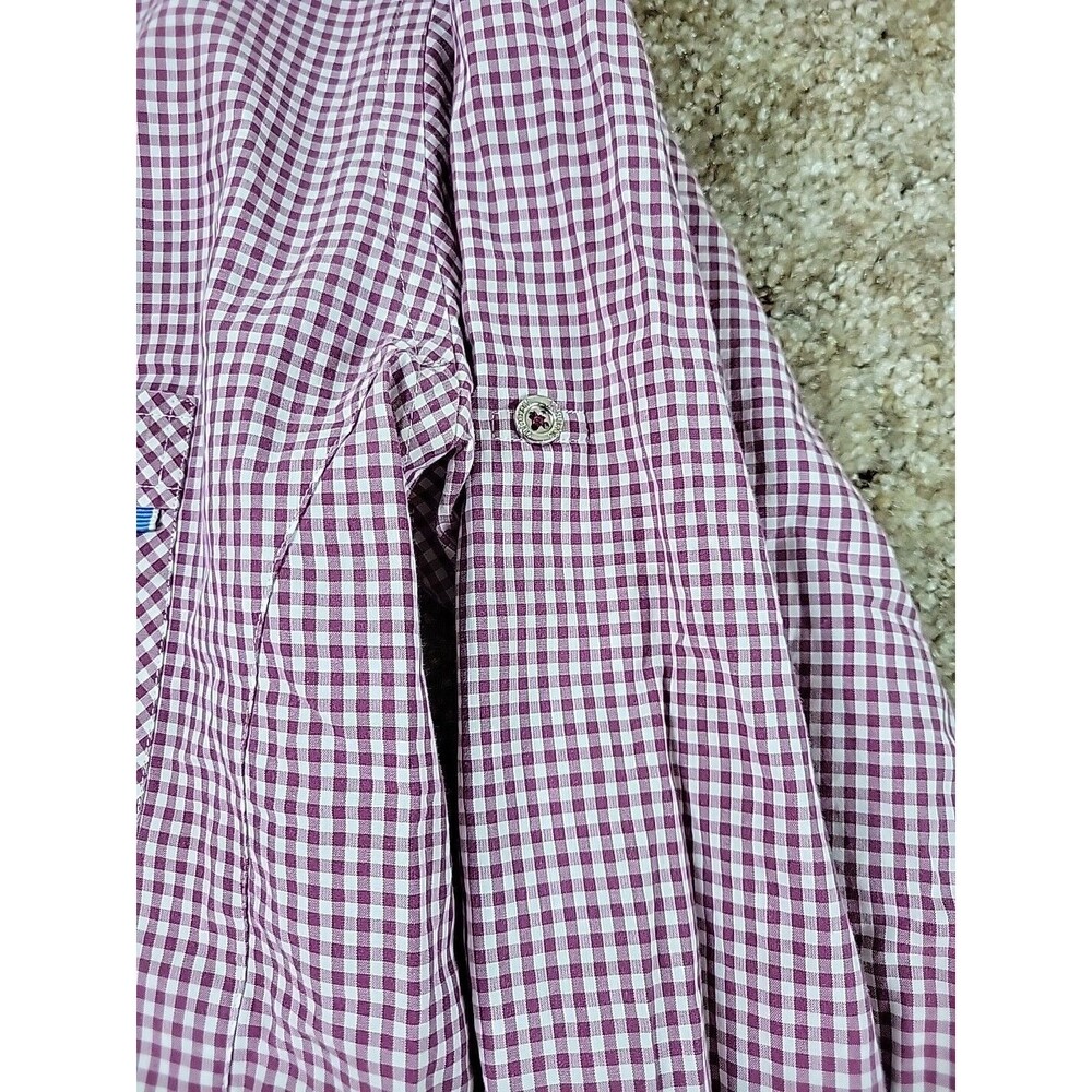 Jared Lang Shirt Mens XL Multicolored Gingham Check Button Up Flip Cuffs Paisley - Picture 6 of 10